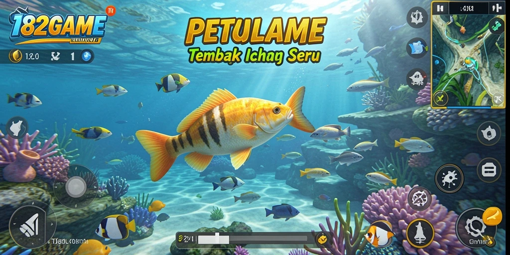 Tampilan gameplay 182GAME dengan aksi seru menembak ikan.