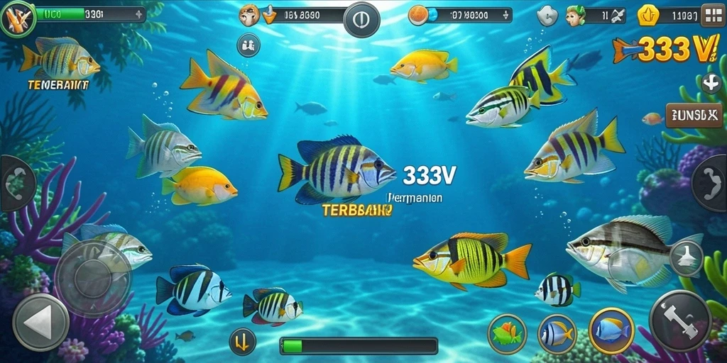 Screenshot gameplay 333V menampilkan aksi seru Tembak Ikan.