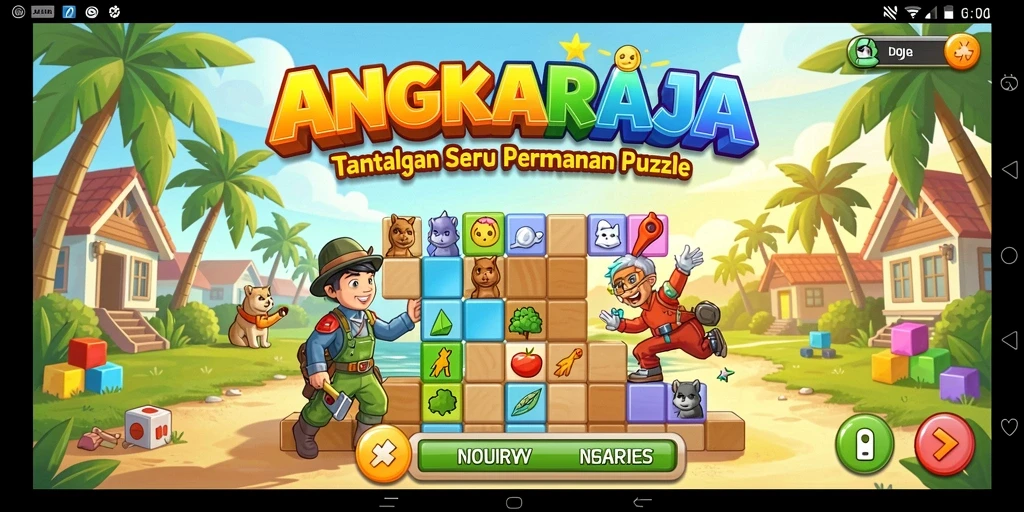 Screenshot menampilkan gameplay seru dari ANGKARAJA dengan berbagai teka-teki puzzle.