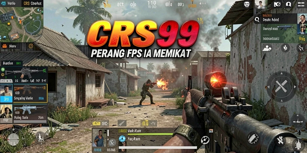 Screenshot gameplay CRS99 yang menunjukkan aksi tembak-menembak yang intens.