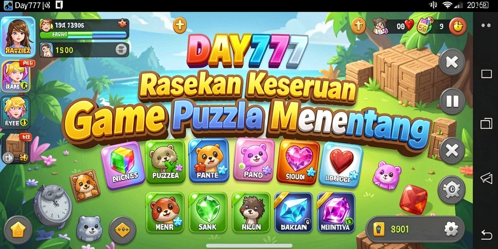 Tampilan gameplay menantang dari game Puzzle DAY777.