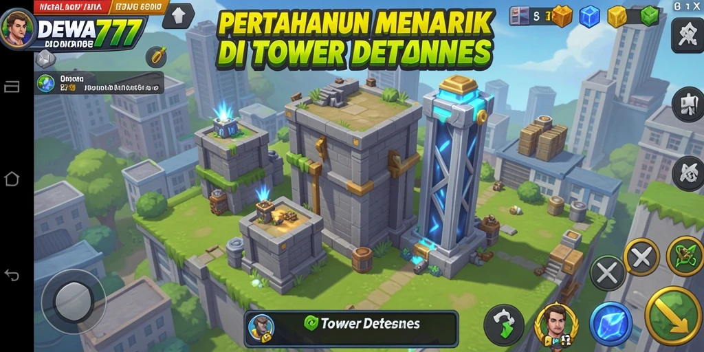 Tampilan gameplay mendebarkan dalam DEWA777, menunjukkan kekuatan tower bertahan.