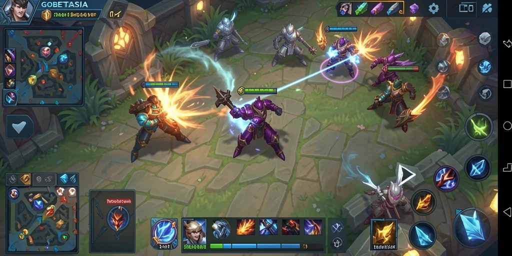 Tampilan gameplay GOBETASIA dengan aksi seru di medan pertempuran.