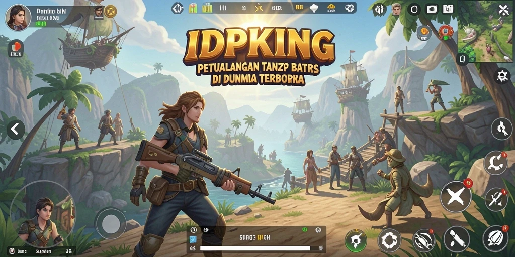 Screenshot gameplay IDPKING yang menampilkan eksplorasi dunia terbuka yang menakjubkan.