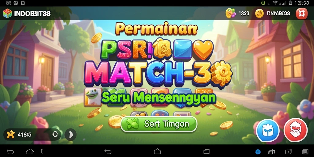 Screenshot menunjukkan gameplay mencocokkan item dalam INDOBIT88.