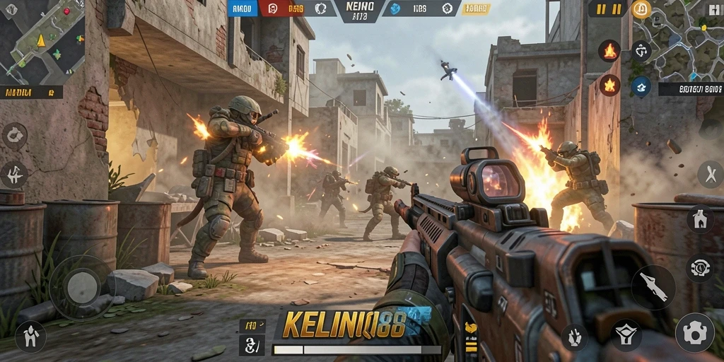 Tampilan menarik dari gameplay FPS KELINCI88.