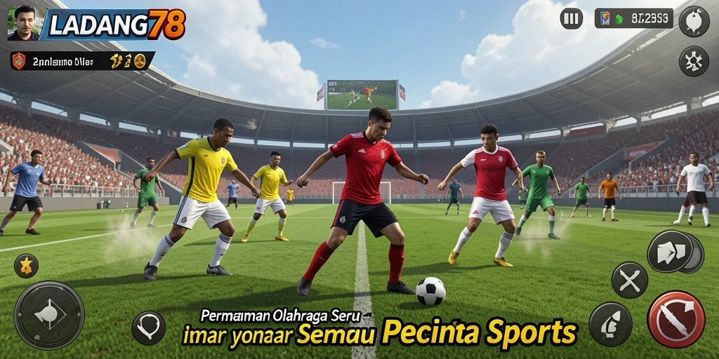 Tampilan utama LADANG78 saat bermain game olahraga yang intens.