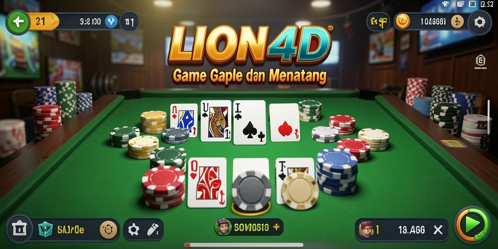 Tampilan gameplay Gaple yang seru dan menantang di LION4D.