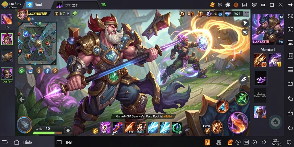 Tampilan gameplay MOBA yang mendebarkan dan strategis.