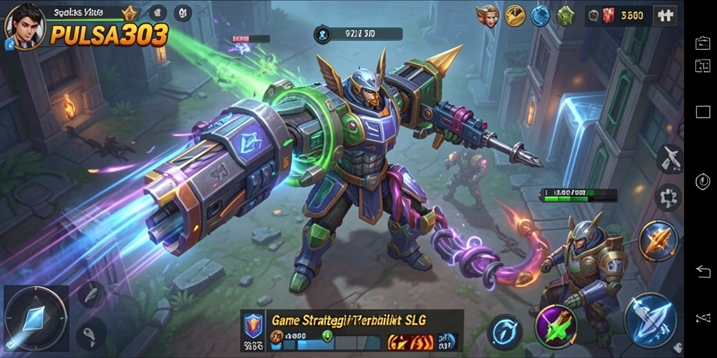 Screenshot menampilkan gameplay aktif dalam game SLG PULSA303.