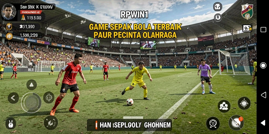 Tampilan gameplay RPWIN1 yang memukau dengan aksi sepak bola seru.