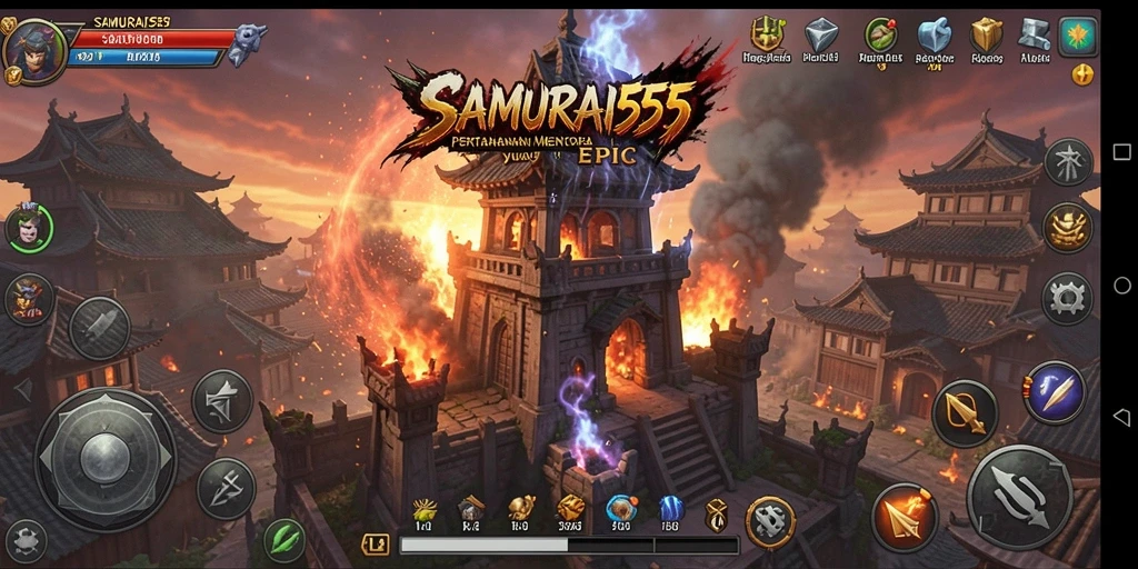 Screenshot gameplay Tower Defense yang menampilkan pertahanan strategis.