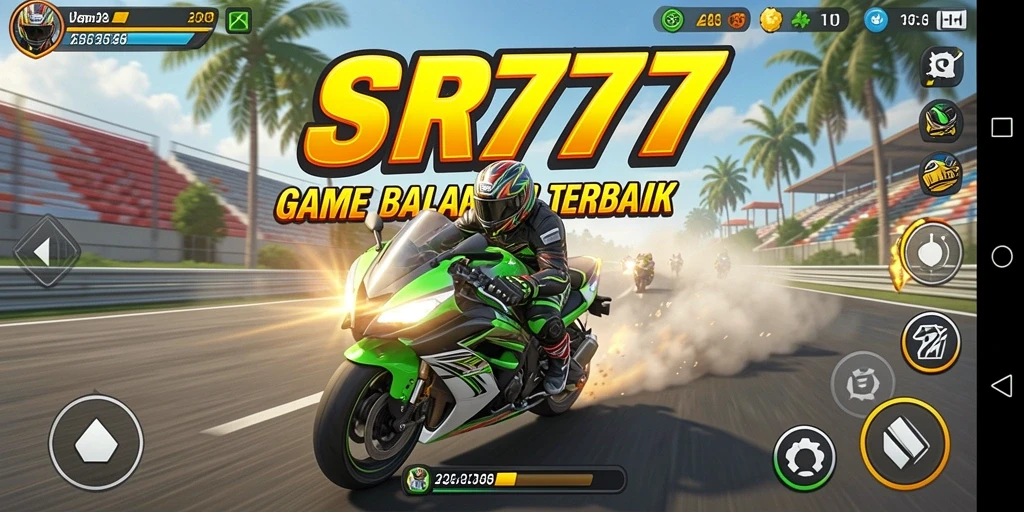 Tampilan gameplay balapan motor yang seru dan mendebarkan.