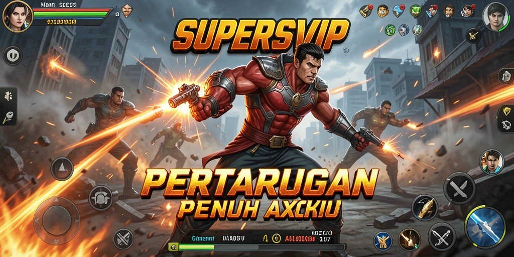 Tampilan gameplay yang dinamis dan aksi pertarungan yang mendebarkan.