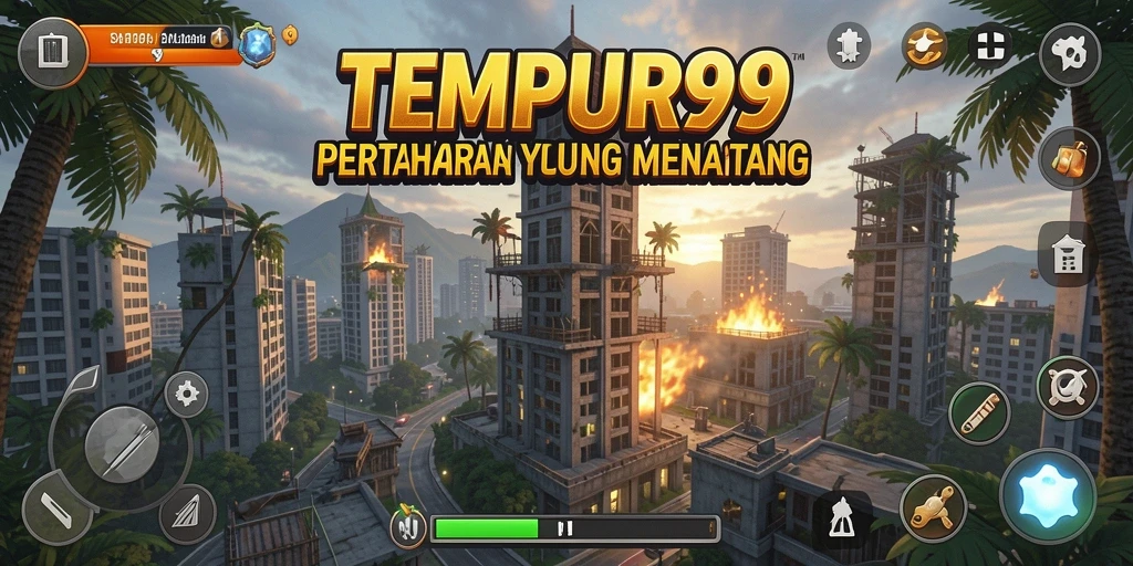 Tampilan gameplay menara bertahan di TEMPUR99 yang seru dan menantang.