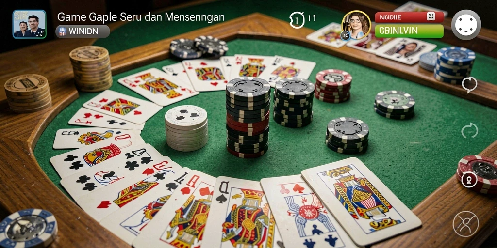 Tampilan gameplay dan suasana bermain Gaple yang seru.
