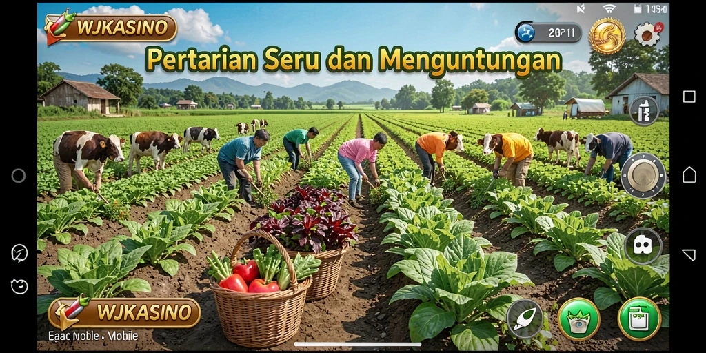 Tampilan gameplay WJKASINO yang menarik dengan aktivitas bertani.
